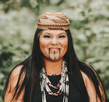 Margaret Lee Peters (Yurok/Karuk) is a traditional basket weaver, regalia maker, and is dedicated to preserving cultural practices by learning from Elders in her family and community.