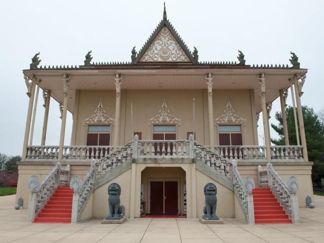 The Cambodian Buddhist Temple in Silver Spring, Maryland. The Cambodian Buddhist Society, where Master Chum teaches many students, is based at the Temple. Photo by Edwin Remsberg, Courtesy of the Maryland State Arts Council