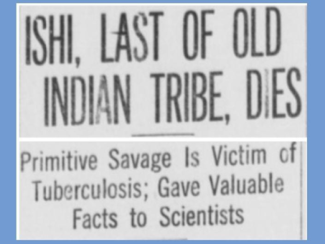 Ishi newspaper headline