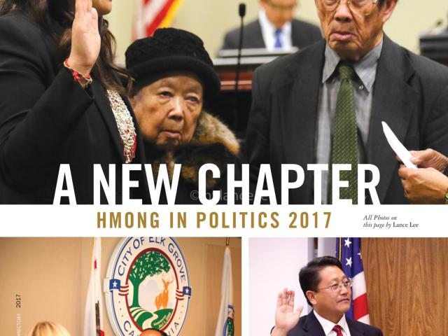 2016 Mai Yang Vang elected to Sacramento City Unified; Steve Ly elected as Mayor of Elk Grove; and Brandon Vang elected to Sanger School Board. Photo Credit Lance Lee given to Txhawb Magazine for "A New Chapter - Hmong in Poltics" article.   