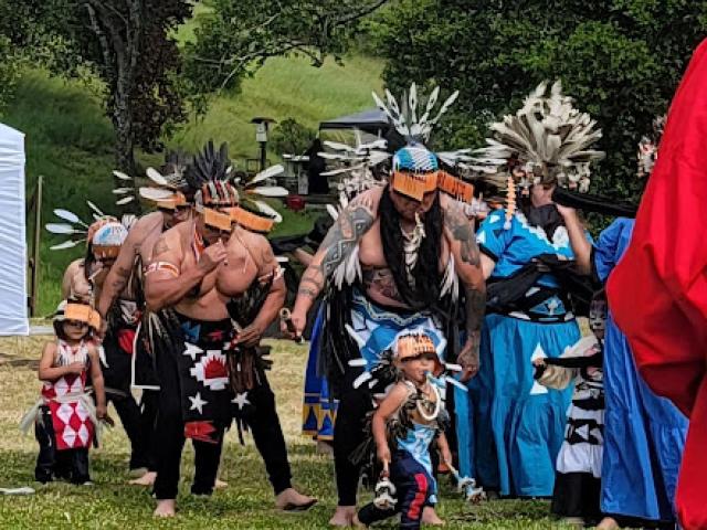 Miwok dancers in regalia. © Dean Hoaglin