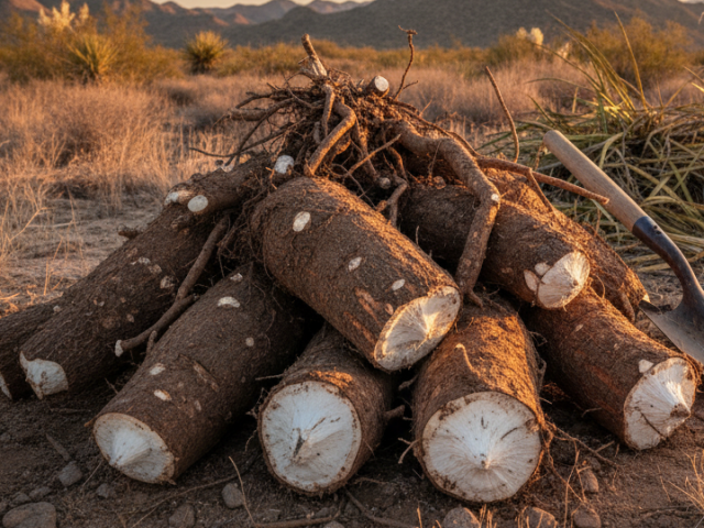 Harvested yucca