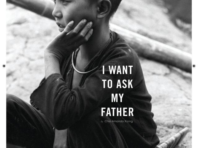 A photo of a Hmong boy captured in 1961 by John Willheim for “I Want to Ask My Father” identity poem by Chisi Amanda Xiong available in Txhawb Hmong California Directory.