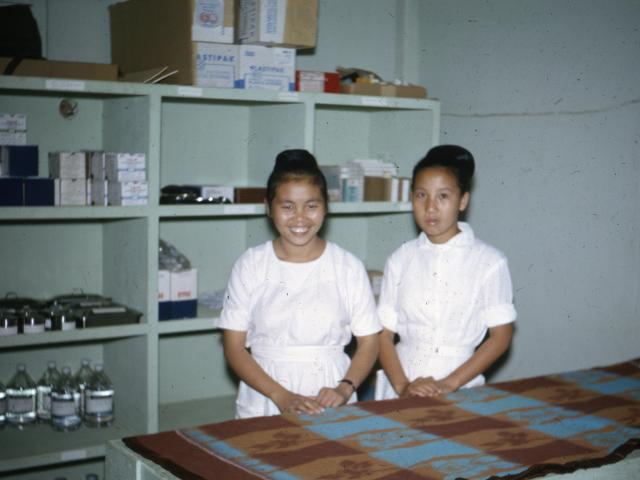 Image of Head nurse Choua Thao and Song Chow from Hmong Nurses in War - Photo Book edited by Roger Warner 2010, Air America Association, Inc.