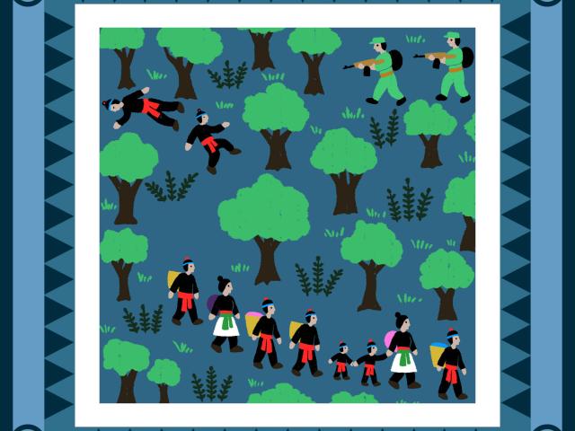 Image of the Hmong diaspora from The Hmong journey: Hmoob txoj kev taug by Ger Thao.