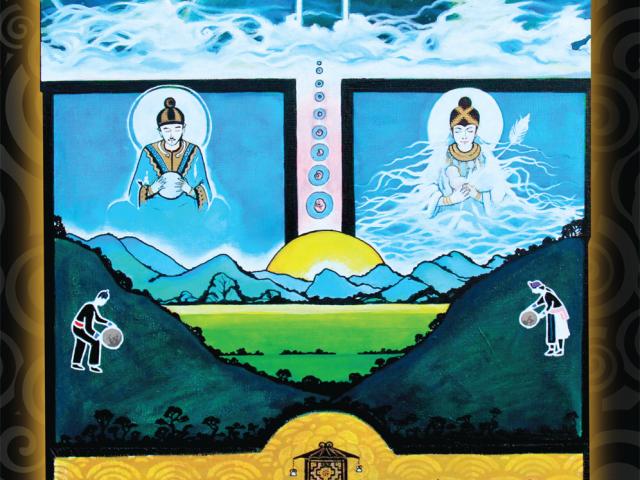 Painting of the folktale of the creation of the Hmong by Boonma Yang found in the article “What is the Hmong Soul.”