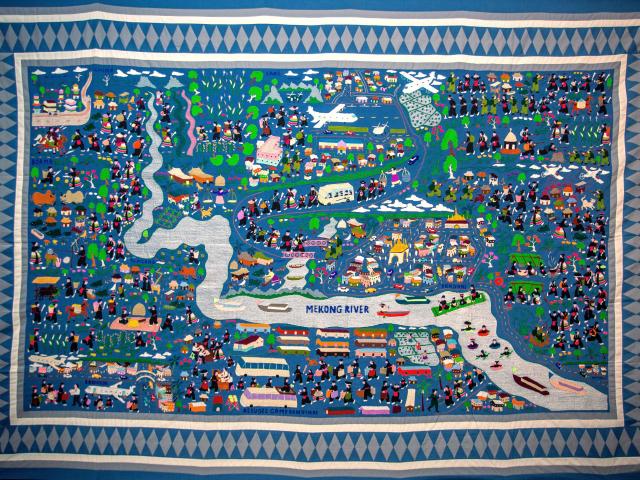 Story cloth narrating Hmong migration from Hmongstory Legacy Collection.