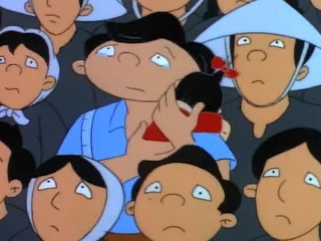 Mr. Huynh, voiced by Baoan Coleman, holds his baby daughter, Mai.