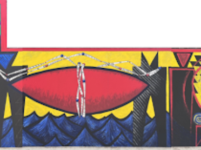 The Sun Set Twice on the People by Karuk Artists Brian Tripp and Alme Allen  photo © Maggie Peters