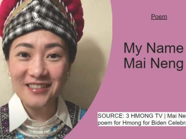 Image of author Mai Neng Vang of poem “My Name is Mai Neng” for Hmong for Biden Celebration.