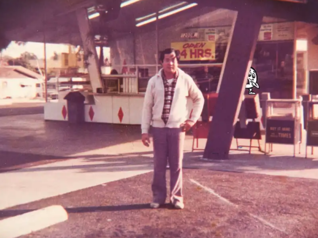 Ted Ngoy in 1977 in front of his first doughnut shop.