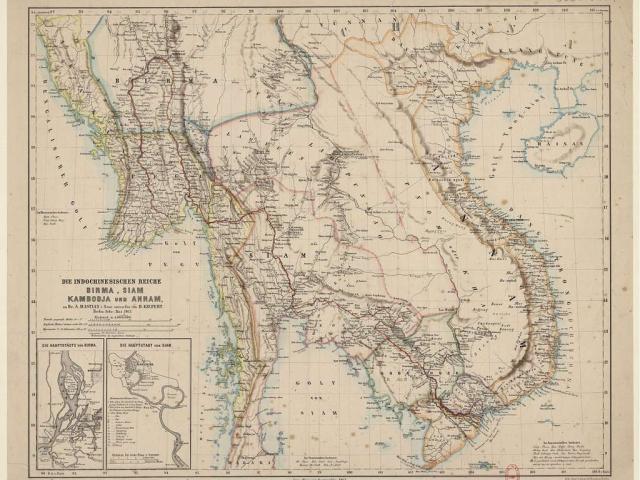 An old map of Sourtheast Asia in 1886