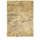This large color pen and pencil artwork by Trinh Do illustrates three stages of the Southeast Asian refugee experience: homeland, escape, and refugee camp. The artwork is divided into three horizontal panels, moving from top to bottom.