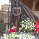 Image of the unveiling of the statue of General Vang Pao statue at Chico City Hall. Photo taken by Ger Thao on September 12, 2015.
