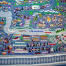 Story Cloth depicting Hmong refugees crossing the Mekong River from Laos to Thailand refugee camps from Hmongstory Legacy Collection.