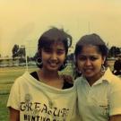Janet Vanniroth with her close friend, Sarah Wu, in the school football field, Artesia, CA 1987. They have been friends since junior high school.